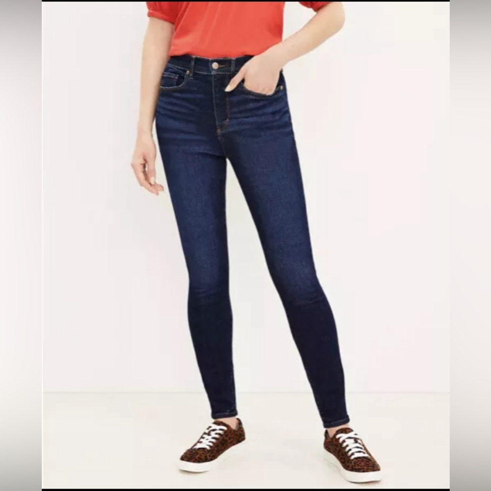 LOFT DARK BLUE HIGH RISE SCULPT JEGGINGS JEAN REGULAR INSEAM SIZE 25 NWT